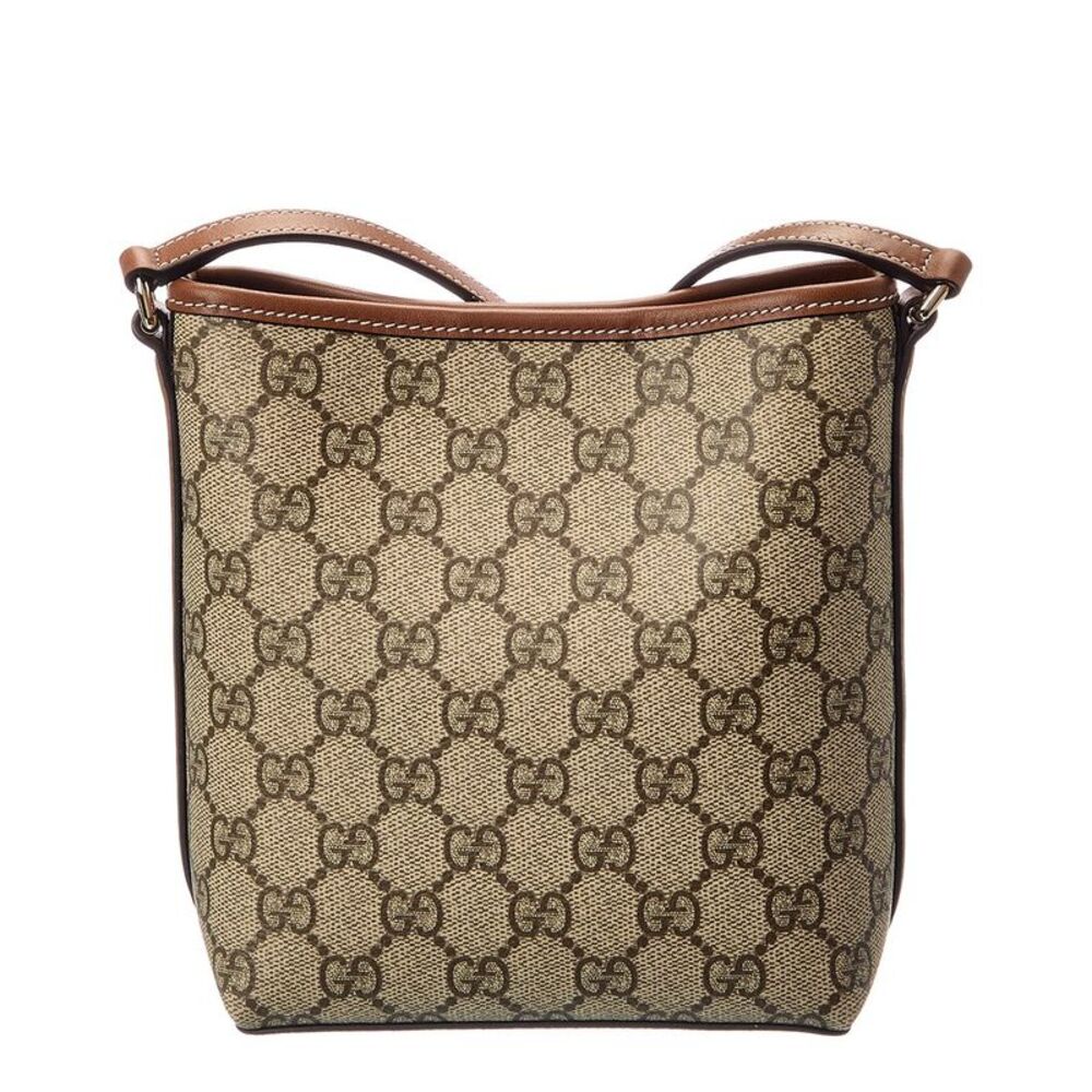 Gucci Gg Emblem Nano Gg Supreme Canvas & Leather Bucket Bag, Brown - Picture 2 of 4
